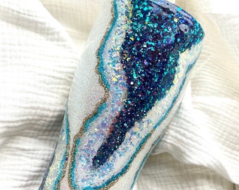 Blue Geode Glitter Tumbler, Personalized Gift, Glitter tumbler design, Agate Tumbler, Custom Tumbler, Custom Coffee Cup