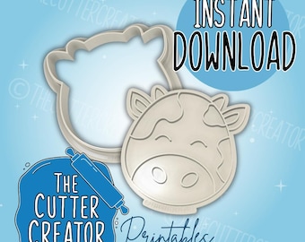 Cow: Farm Animal Cookie Stamp - STL File Instant Download - Printable Cookie Cutters