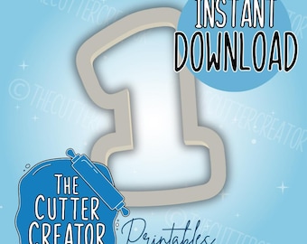 Number 1: Cookie Shape - STL File Instant Download - Printable Cookie Cutters
