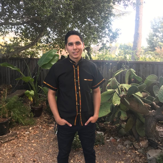 Mexican Guayabera Black - Etsy