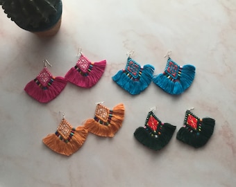 Bright Tassel Earrings~Boho Earrings~Electic Earrings~Unique Earrings~Tassel Thread Earrings~Mexican Earrings~Handmade Earrings