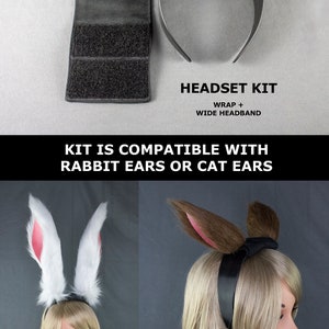 Headset kit includes wrap + wide black headband. Kit is compatible with rabbit ears or cat ears.