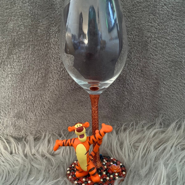 Tigger figured wine glass