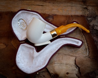 Half Bent Model Meerschaum Pipe (Suitable for sitting at the table)
