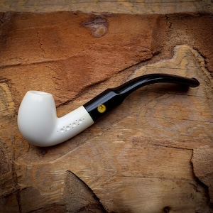 Pipa di schiuma di mare per sigaretta speciale liscia fatta a mano con scatola di pelle -Astaş Meerschaum