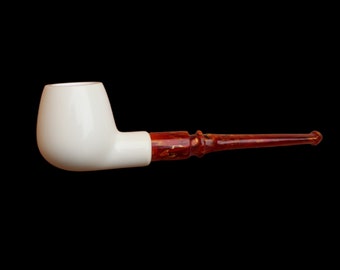 Apple Meerschaum, Smooth Apple Meerschaum Pipe With Leather Box