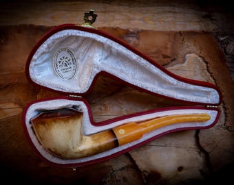 Lee Van Cleef  Smooth Special Handmade Panel Meerschaum Pipe With Leather Box-Astaş Meerschaum