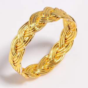 AAA+ Gold Braided Plated Ring - Gold Band Ring For Women - Dainty Ring - Handmade Ring - Stackable Twist Band Ring.