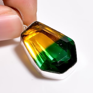 Watermelon Tourmaline Pendant, 925 Sterling Silver Pendant, Bi Color Tourmaline, Fashion Pendant For Necklace, Gift For Mother.