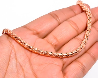 Rose Gold Snake Chain Necklace | 14K Gold Plated Herringbone Chain | Dainty Minimalist Necklace | Rose Gold Layered Jewelry Gift for Her"