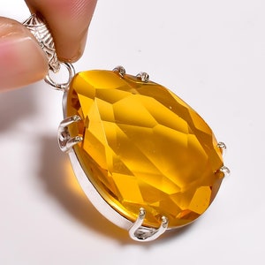 Unique Citrine Silver Pendant,  Handmade Citrine Pendant Jewelry, Vintage Pendant, Women's Pendant For Necklace Jewelry.