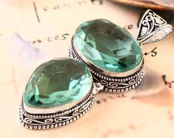 Aquamarine 925 Sterling Silver Boho Pendant