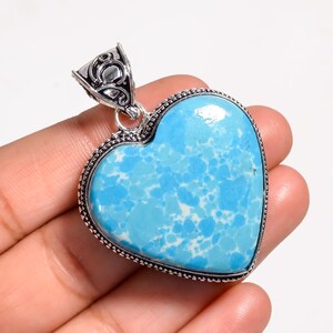 Designer Larimar Pendant Necklace in  Silver, Statement Necklace, Blue  Larimar Pendant, Women Pendant Best For Necklace.