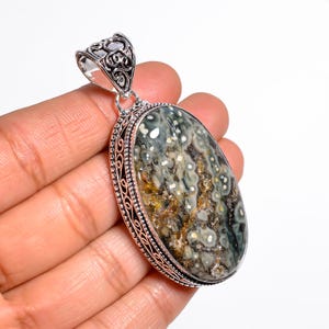 Exquisite Natural Ocean Jasper Pendant, AAA+ Gemstone Pendant, Handmade Pendant, 925 Sterling Silver.