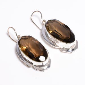Smokey Quartz Earrings, 925 Silver Earrings, Statement Earrings, Crystal Quartz Jewelry, Earring For Women.