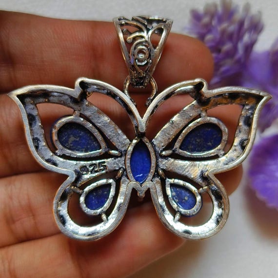Superbe pendentif papillon bleu en argent 925 | Très authentique