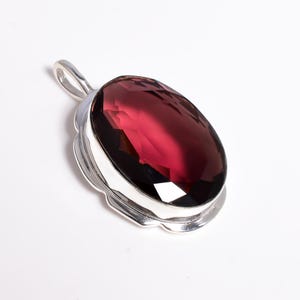 Red Garnet Pendant, 925 Sterling Silver, Handmade Red Garnet Pendant, Gift For Mother, Pendant For Necklace Jewelry.