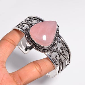 Rose Quartz Bangle, Gemstone Bangle, 925 Sterling Silver Bangle, Women Bangle, Dainty Bangle, Rose Quartz Jewelry.
