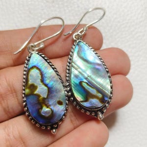 Abalone Shell Earrings, 925 Sterling Silver Earrings, December Birthstone Earrings, Dangle Drop Earrings, Gift For Her, Earring For Women.