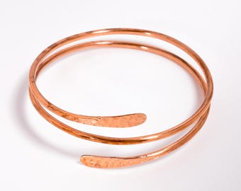 Handmade Copper Cuff Bracelet, Boho Spiral Armlet