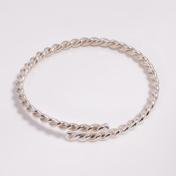 Twisted Sterling Silver Bangle, Handmade Bracelet, 925 Sterling