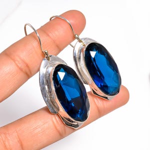 Blue Sapphire Earrings, 925 Sterling Silver, Statement Earring, Sapphire Dangle Earring, Earring For Women.
