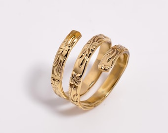 Anillo envolvente de cobre, anillo de cobre macizo, joyería de cobre curativa, anillo ajustable de cobre martillado, joyería de cobre.