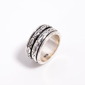 DESIGNER Silver Wide Band Ring, 925 Sterling Silver, Cigar Band Ring, Wide Silver Band, Boho Band Ring.