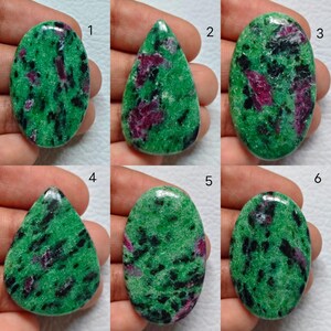 Cabujón de rubí zoisita, gema natural / Piedra suelta de anyolita para la fabricación de joyas / Cabujón de rubí verde / Piedra para colgante engarzada en alambre.