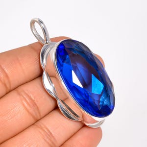 Blue Topaz Pendant, 925 Sterling Silver Pendant, Blue Gemstone Pendant, Handmade Pendant, Pendant For Necklace, Gift For Girlfriend.