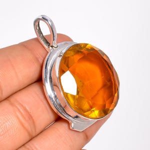 AAA+ Quality Citrine Pendant, Yellow Gemstone Pendant, 925 Sterling Silver Pendant, Citrine Jewelry, Anniversary Gift.