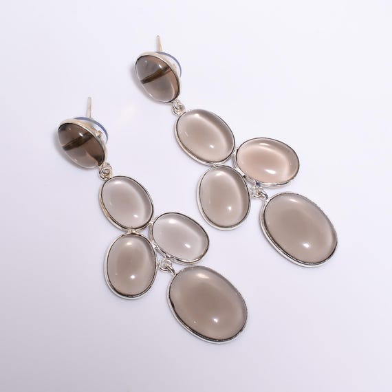 Boho Western Birthstones Semi Precious Gemstone Grande Piatto Teardrop Filigree Scroll Lever Back Orecchini Pendenti Per Donne Ossidato .925 Sterling Silver