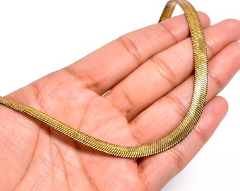 Gold Herringbone Chain Necklace, 18K Plated Snake Chain, Layering Choker