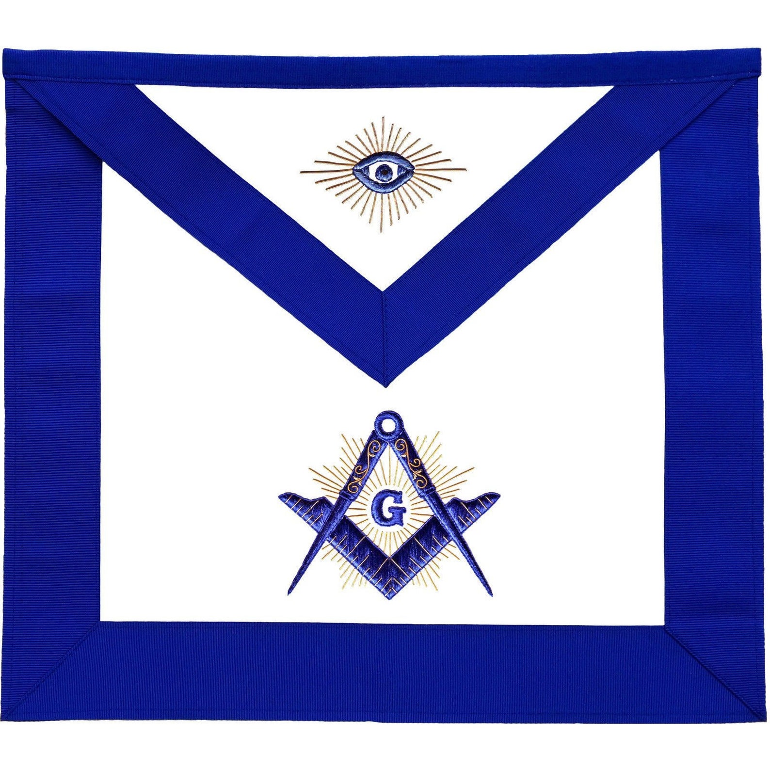 Masonic Blue Lodge G Master Mason Silver Machine Embroidery Freemasons Apron 627832
