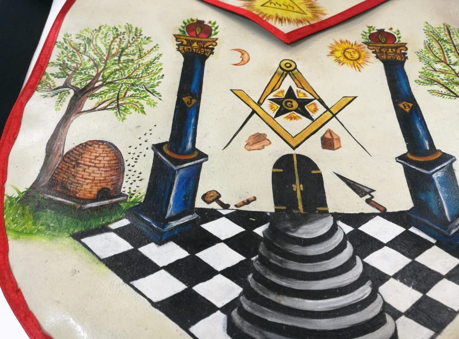 The Two Pillars of Jachin and Boaz HandPainted Masonic Etsy