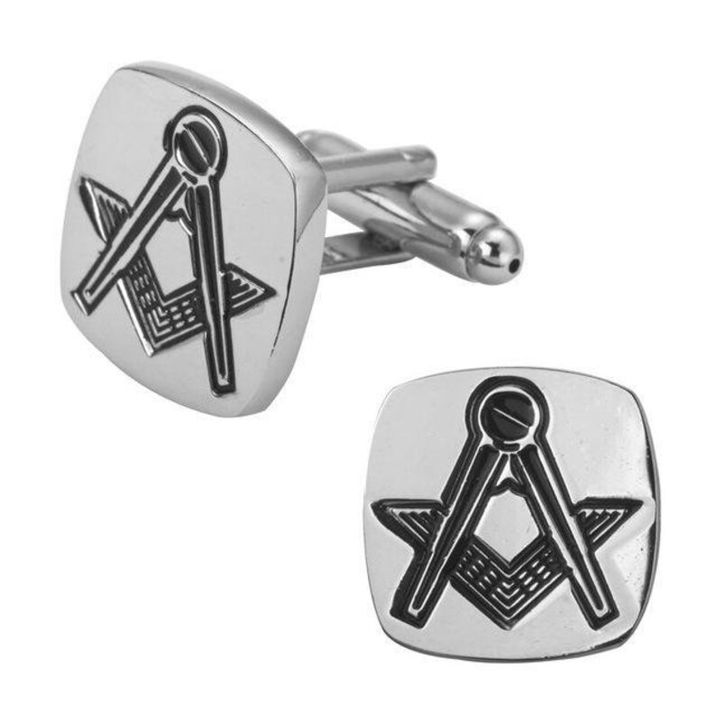 Silver Engraved Masonic Cufflink