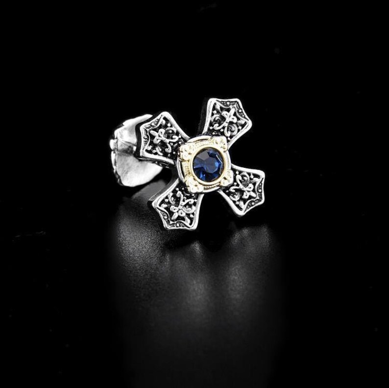 White Gold Electroplated Crystal Rhinestone Cross Cufflinks