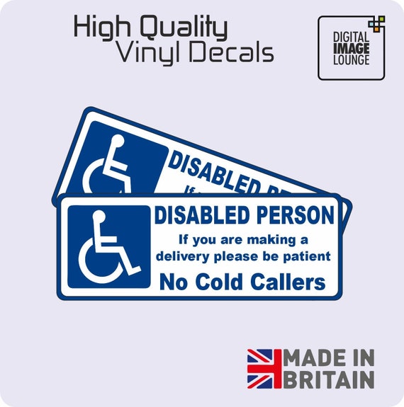 Disabled Person Lives Here door window vinyl sticker disability no cold callers 