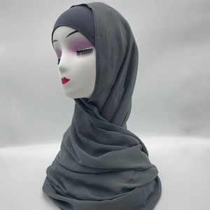 modal hijab with matching under cap, modal hijab sets Gray