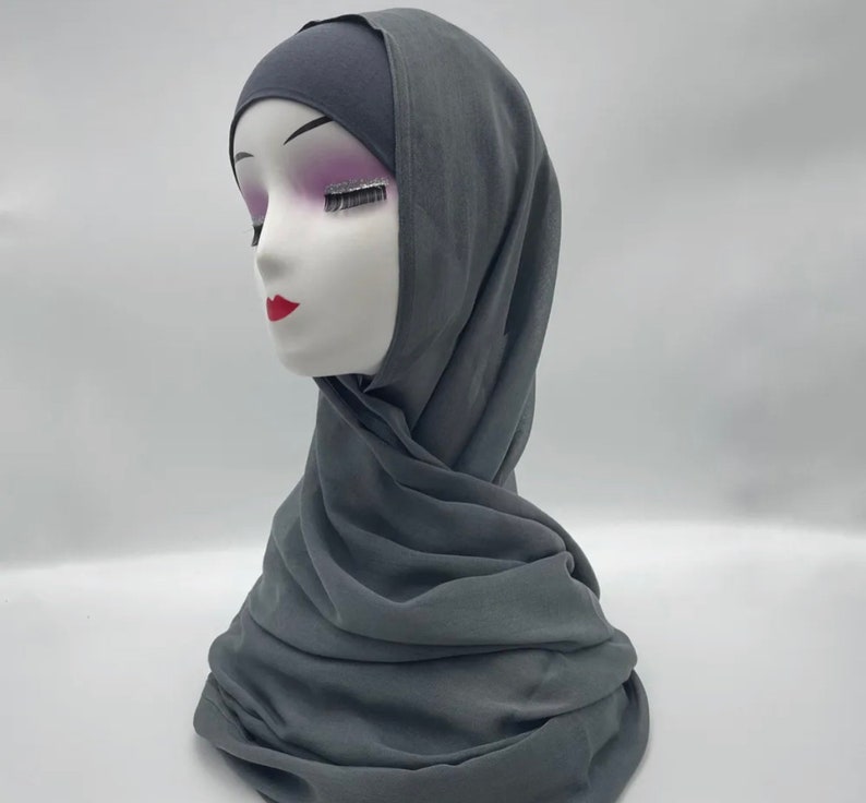 modal hijab with matching under cap, modal hijab sets Gray