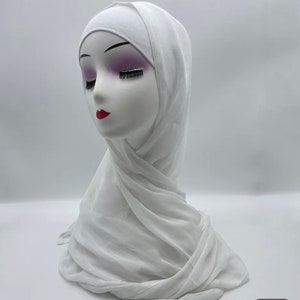 modal hijab with matching under cap, modal hijab sets White