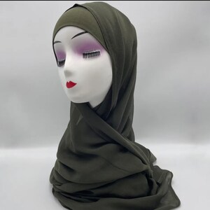 modal hijab with matching under cap, modal hijab sets Green