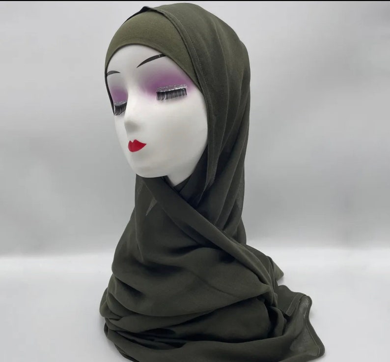 modal hijab with matching under cap, modal hijab sets Green