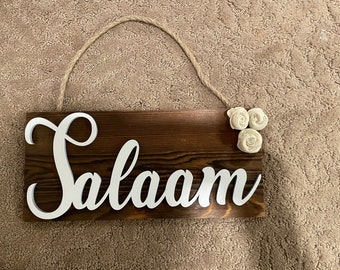 Salam door hanger or wall decor white leaves  currently unavailable