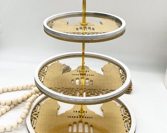 Three tier masjid tray (ramadan or eid tray), Ramadan and eid trays , arabic tray , muslim decor