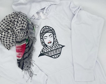 Palestine hijabi girl hoodie/ hooded sweatshirt Palestinian hijabi hatta design