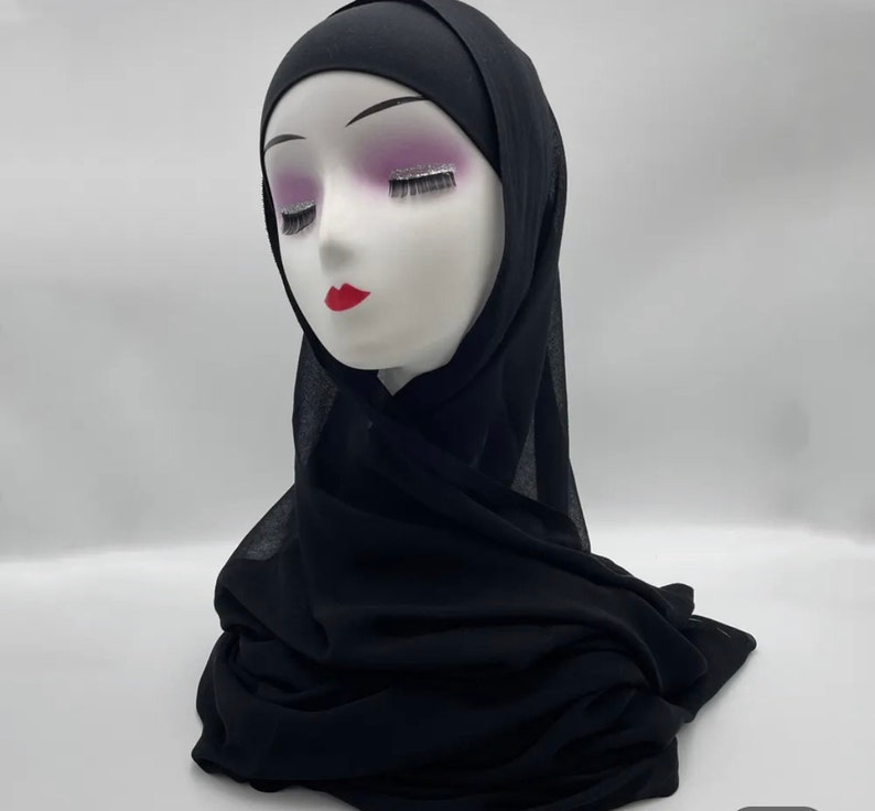 modal hijab with matching under cap, modal hijab sets Black