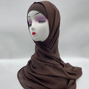 modal hijab with matching under cap, modal hijab sets Brown