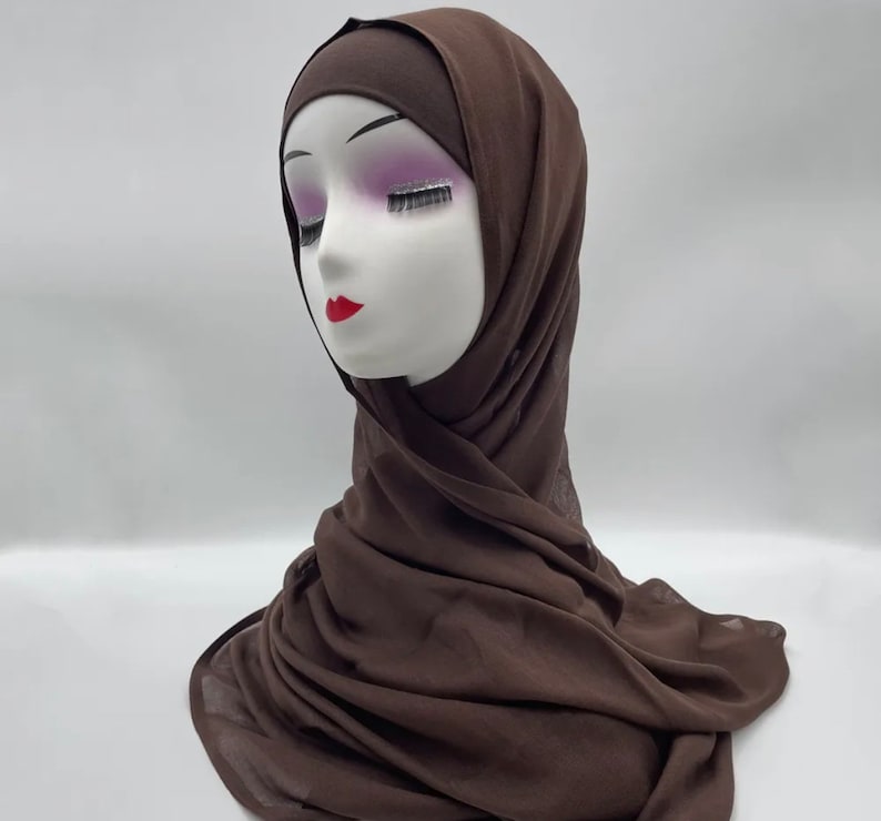modal hijab with matching under cap, modal hijab sets Brown