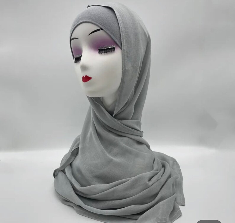 modal hijab with matching under cap, modal hijab sets light grey